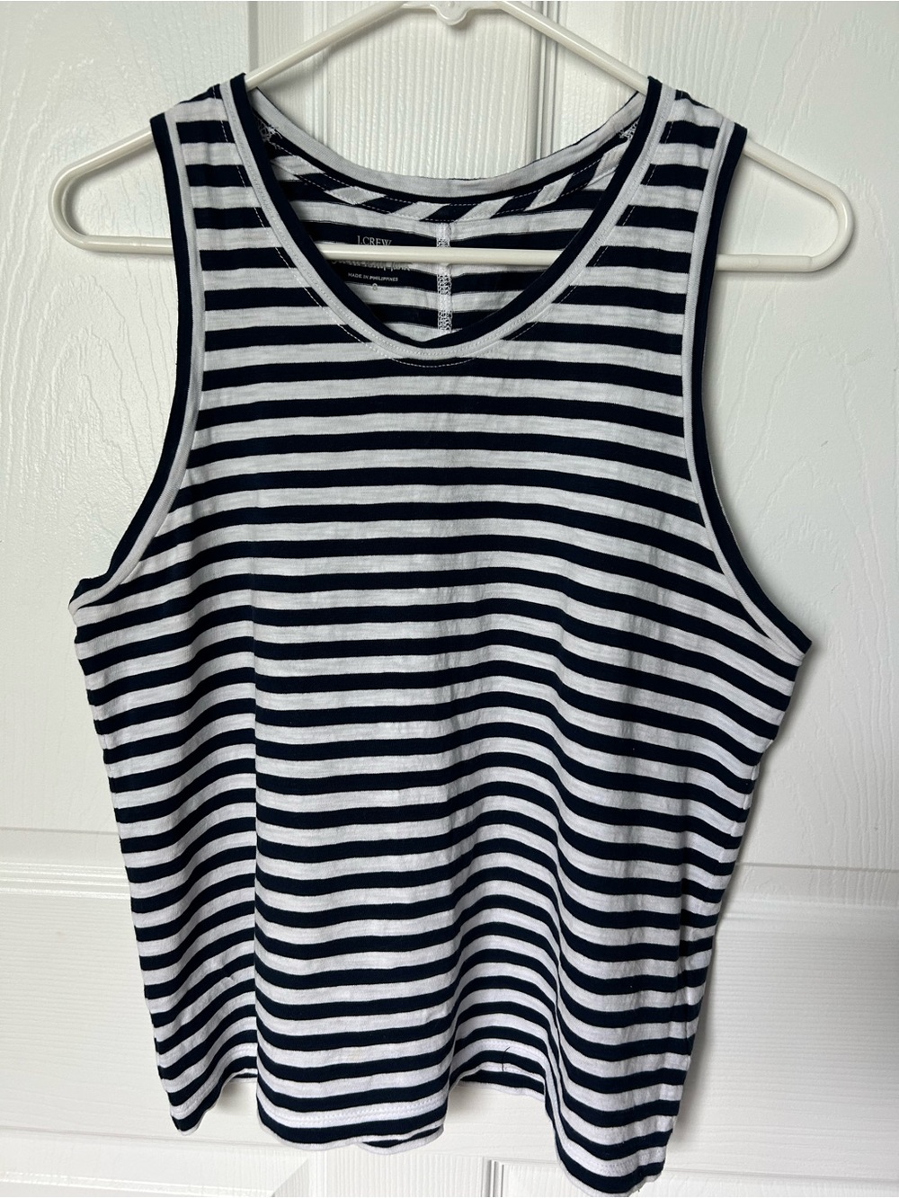 J. Crew Girlfriend Tank Navy & White Striped Sleeveless Tank Top Size Small